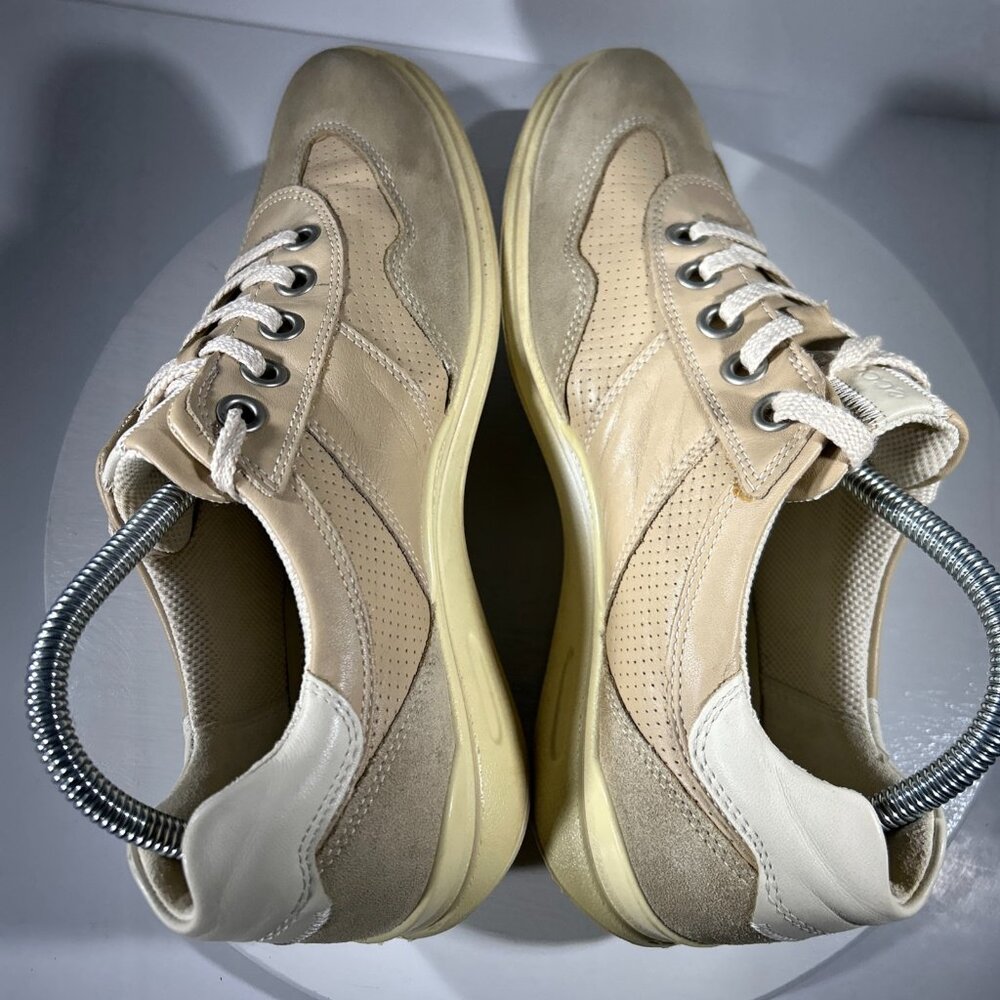 ECCO Womens Casual Suede Leather Sneakers Size 9.5 EU 40 Arch Support Lace Beige - Picture 8 of 13